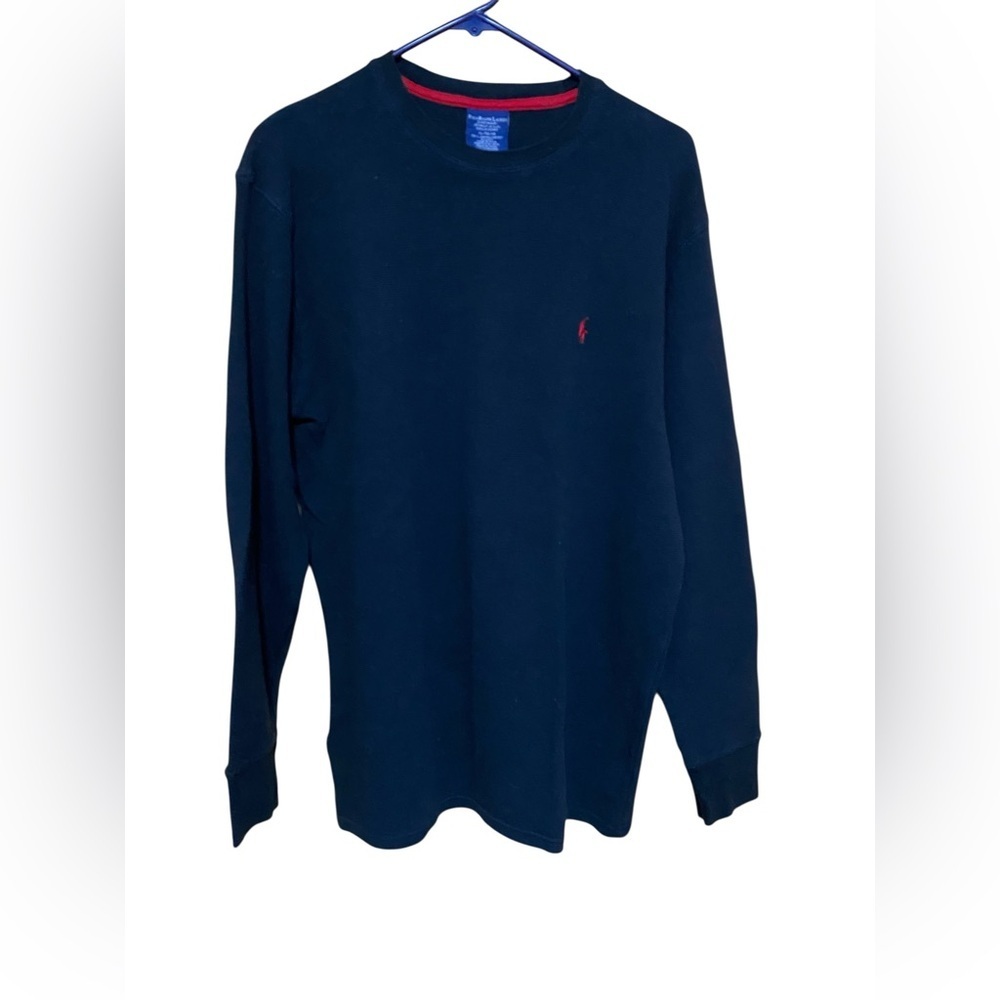 Polo Ralph Lauren Mens XL Black Thermal Sleepwear Shirt Top with Red Polo Logo.